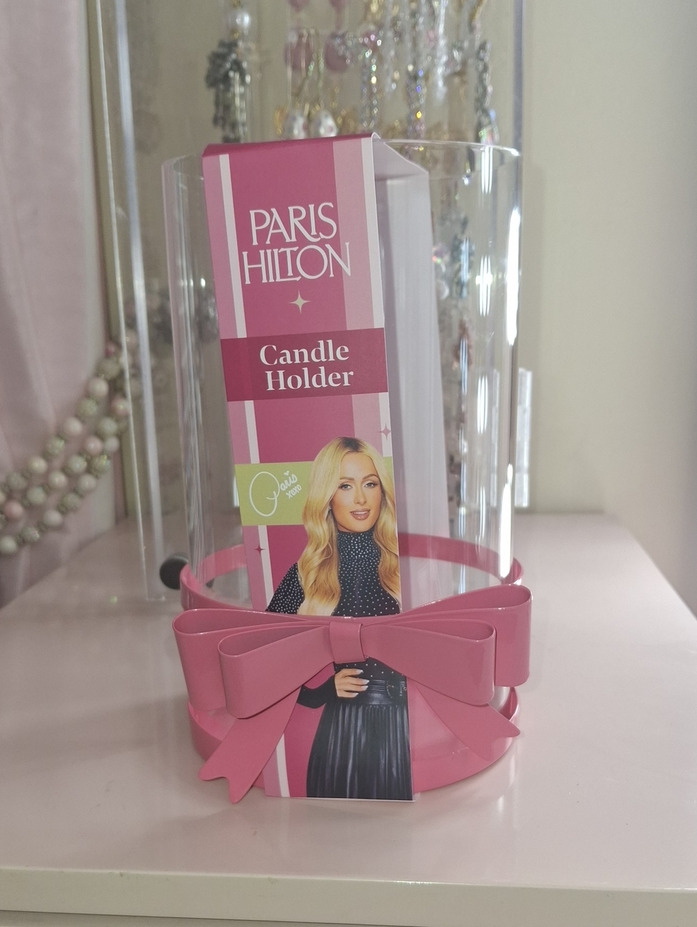 Paris Hilton Pink Bow Glass Candle Holder
